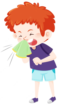 Sneezing boy cartoon
